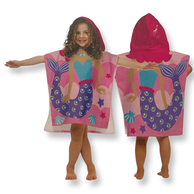 Toalla de playa de sirena con capucha para niñas