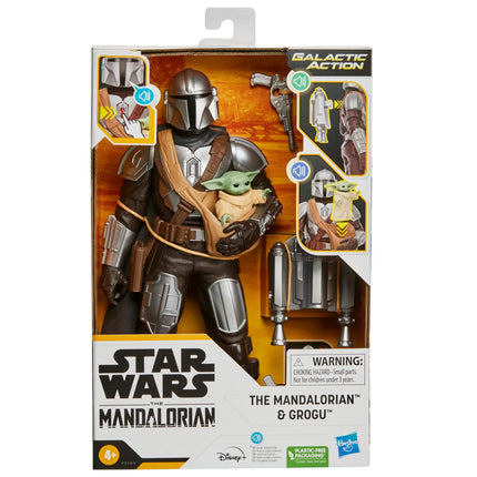 Figura Star Wars The Mandalorian y Baby Yoda Grogu con sonidos