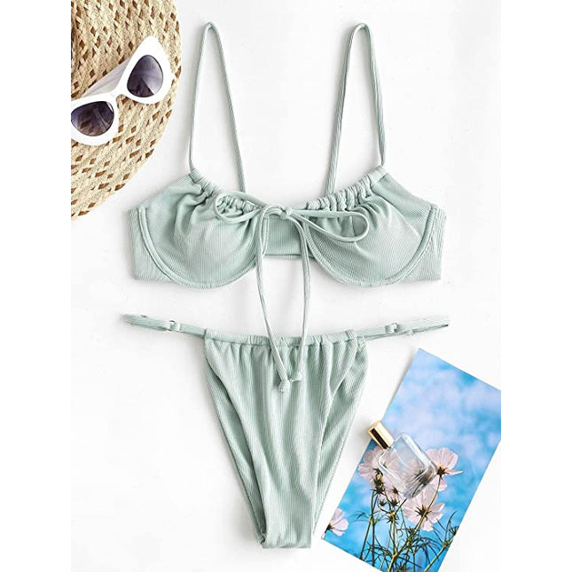 Bikini Strappy Ribbed Boho